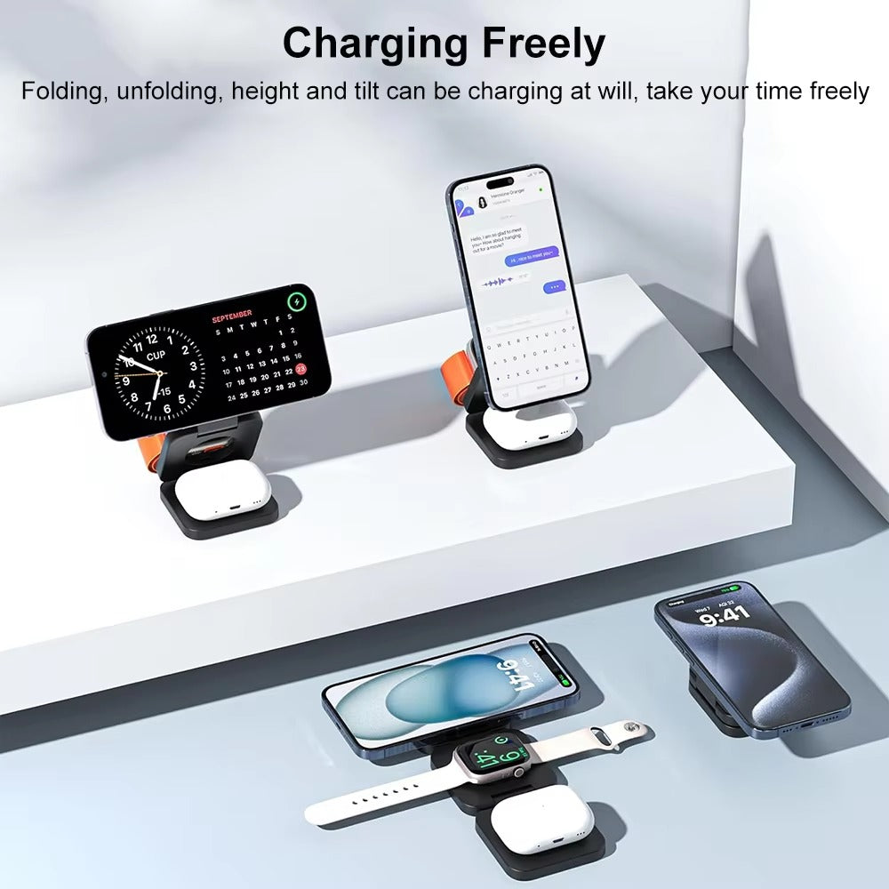 Mediatech 3 In 1 15W Fast Magnetic Wireless Charging Android dan iPhone - 669285