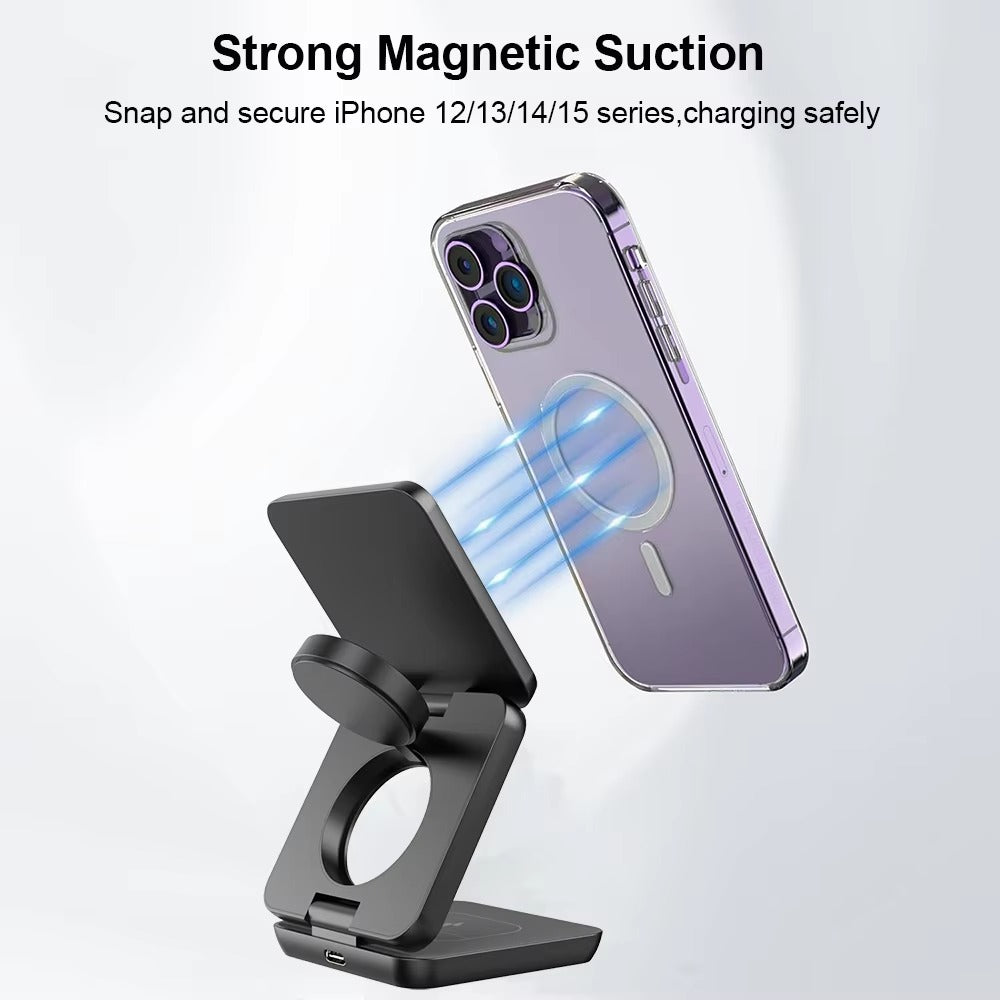 Mediatech 3 In 1 15W Fast Magnetic Wireless Charging Android dan iPhone - 669285