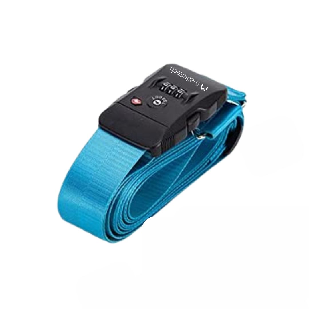 Mediatech Tali Koper Luggage Strap Sabuk Pengaman dengan PIN Angka Travel Kunci X Cross Luggage Strap Belt TSA - 453 TSA007- 470017TSA