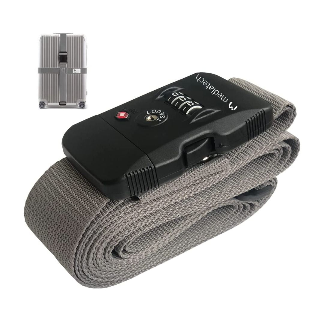 Mediatech Tali Koper Luggage Strap Sabuk Pengaman dengan PIN Angka Travel Kunci X Cross Luggage Strap Belt TSA - 453 TSA007- 470017TSA