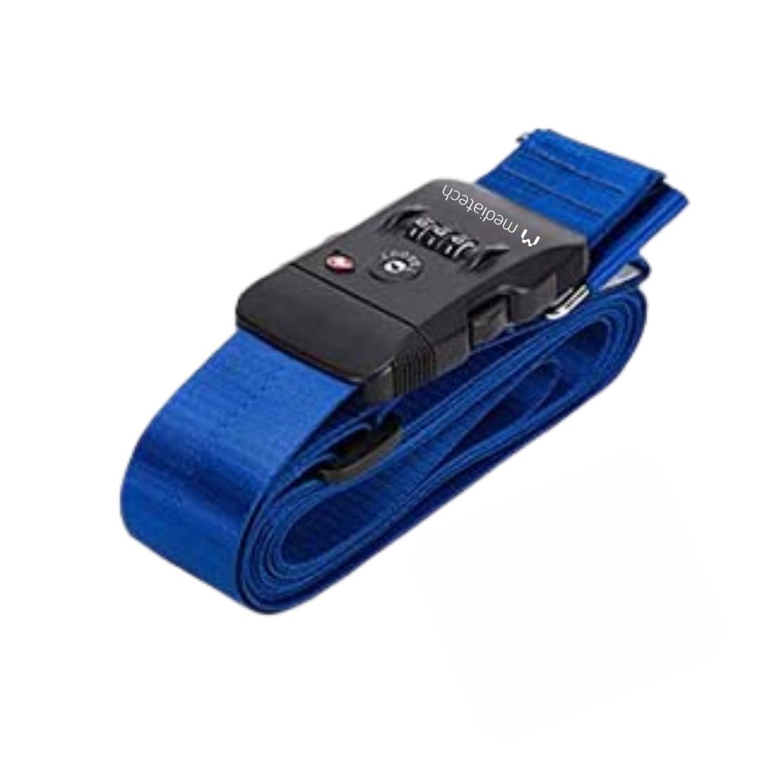 Mediatech Tali Koper Luggage Strap Sabuk Pengaman dengan PIN Angka Travel Kunci X Cross Luggage Strap Belt TSA - 453 TSA007- 470017TSA