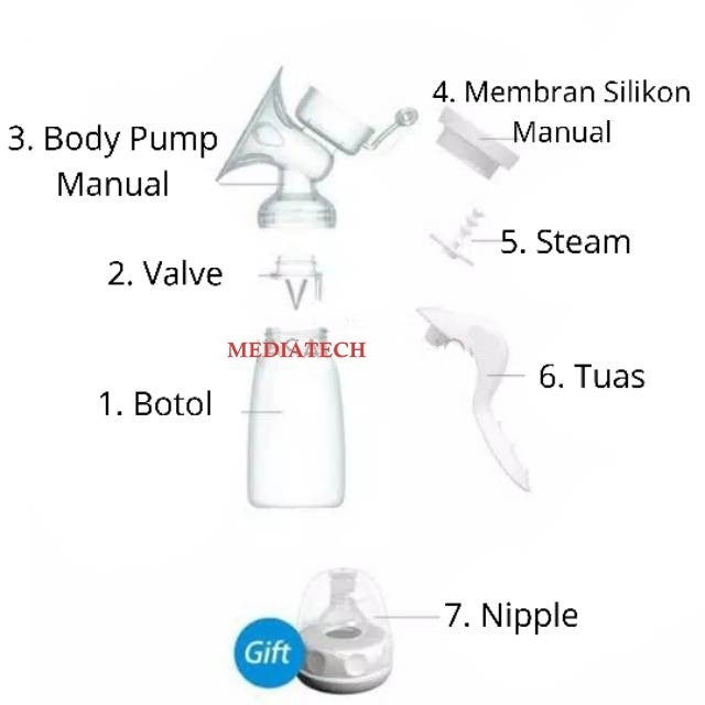 Mediatech Pompa Asi Manual x Real Bubee Food Grade BPA Free Breast Pump PA 01M - B100080