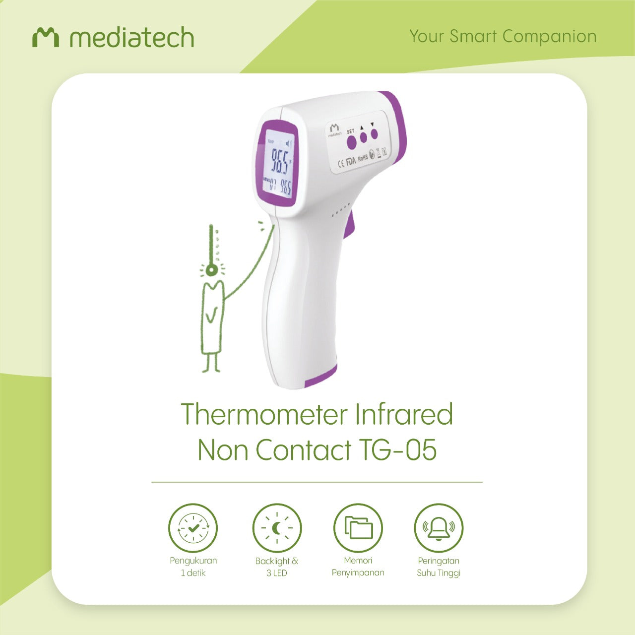 Mediatech Thermometer TG-05 IR Non Contact / Alat Ukur Suhu Badan - B750025