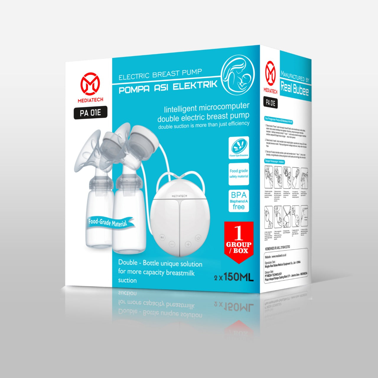 Mediatech Pompa Asi Elektrik Ganda Mediatech Food Grade BPA Free Breast Pump PA - Pompa Asi - B100070