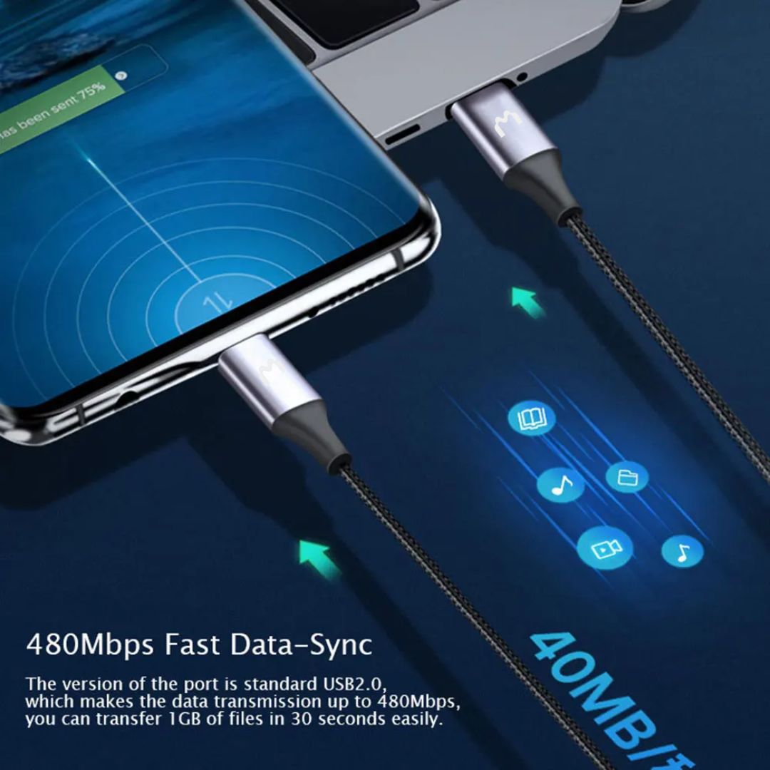 Mediatech Kabel Data Fast Charging Type C to C PD 100W 2 Meter TCC 178 649795BLACK