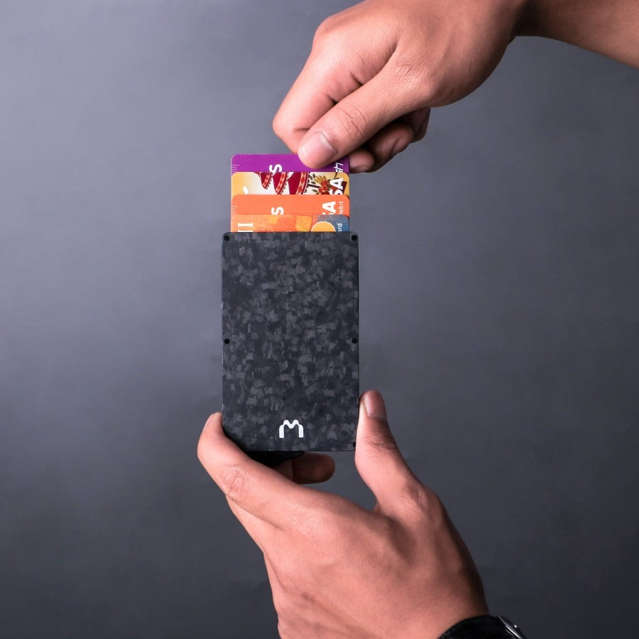 Mediatech Forged RFID Carbon Fiber Card Holder Black Grey 470033BLACK