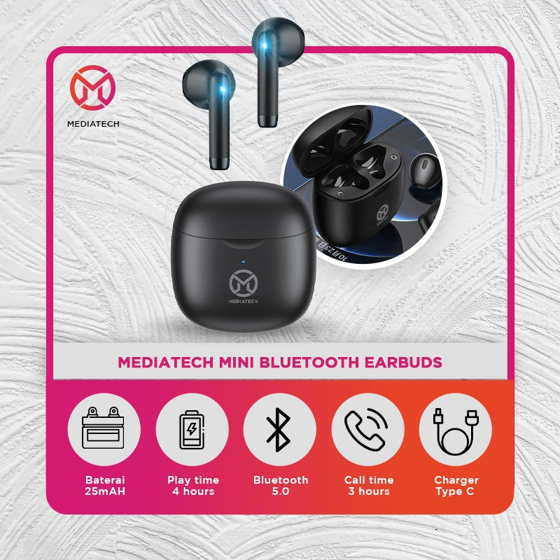 Mediatech Bluetooth Earphone TWSe-IA hitam 59100