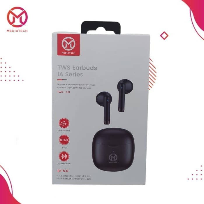 Mediatech Bluetooth Earphone TWSe-IA hitam 59100