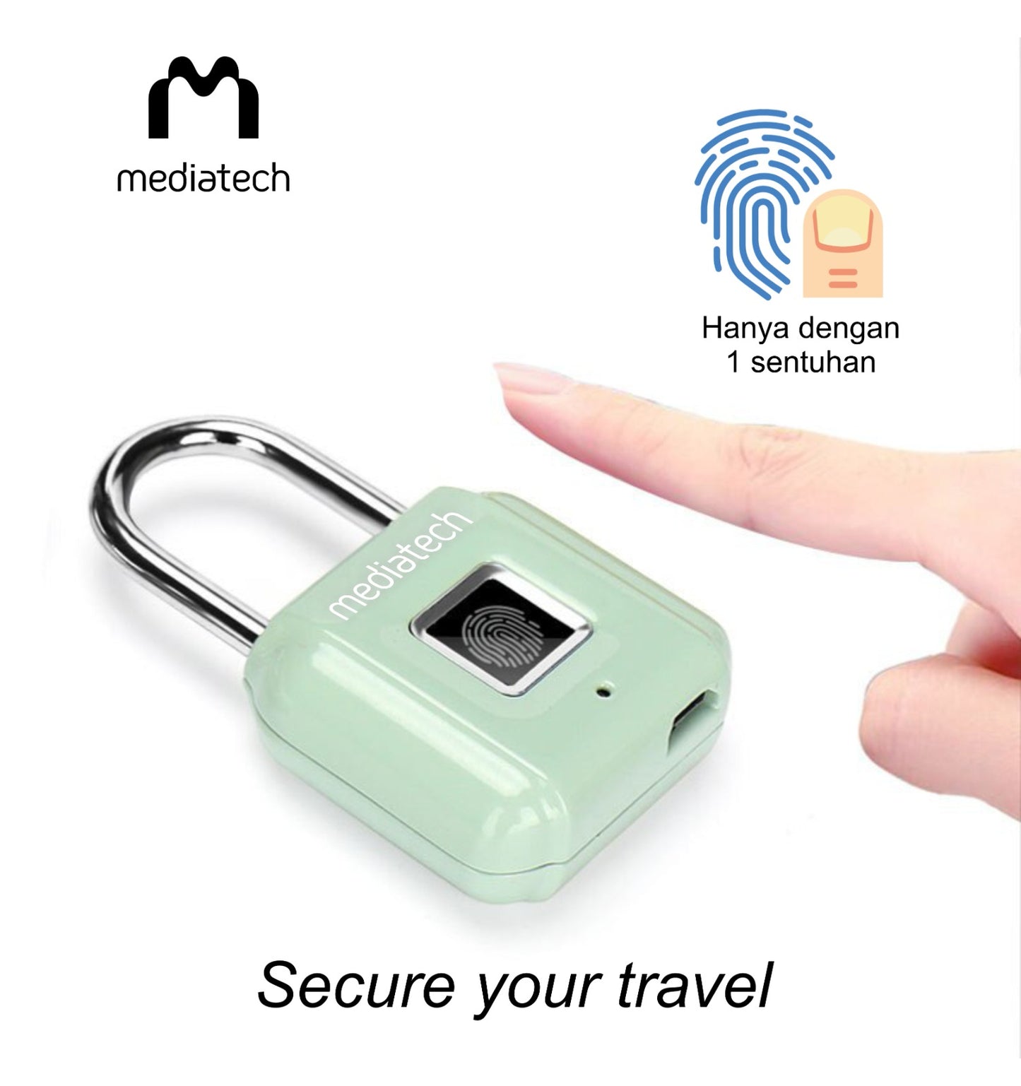 Mediatech Finger Print Padlock FPP - 01 Gembok koper sidik jari- 470026