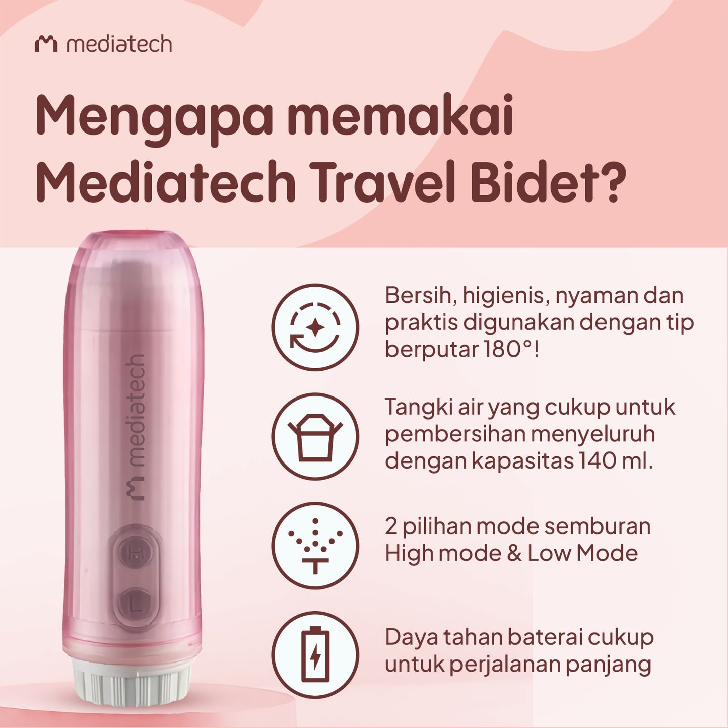 Mediatech Travel Portable Bidet Electric - 82572
