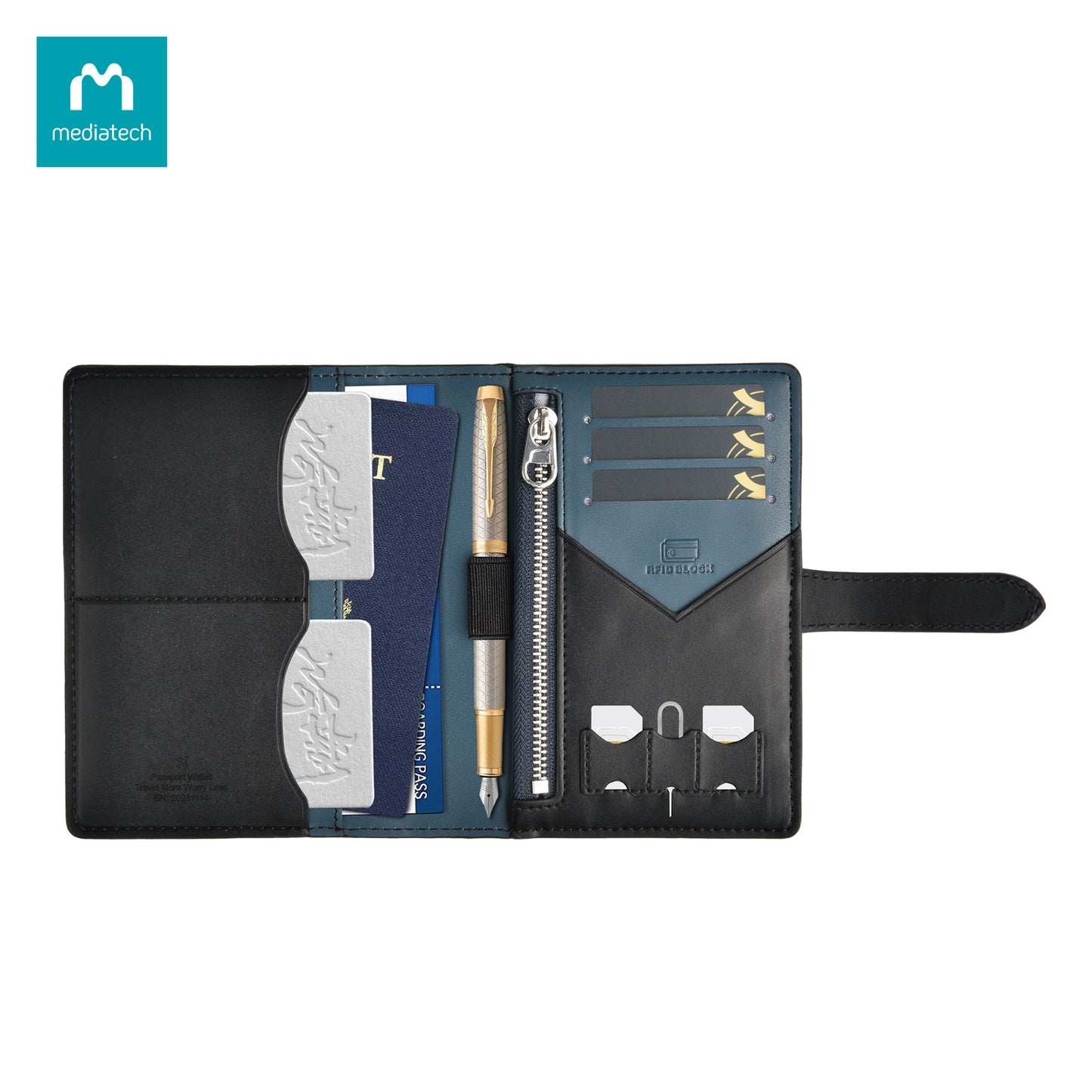 Mediatech Dompet Paspor Travel Guard Paspor Wallet PW-01 - 440138BLACK