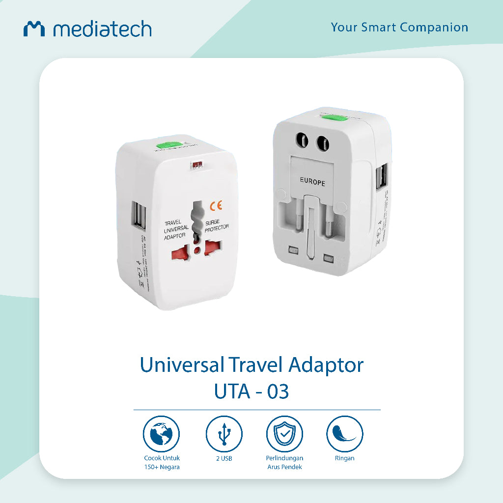 Universal Travel Adaptor UTA-03 ( USB 1A ) - Putih - 630001