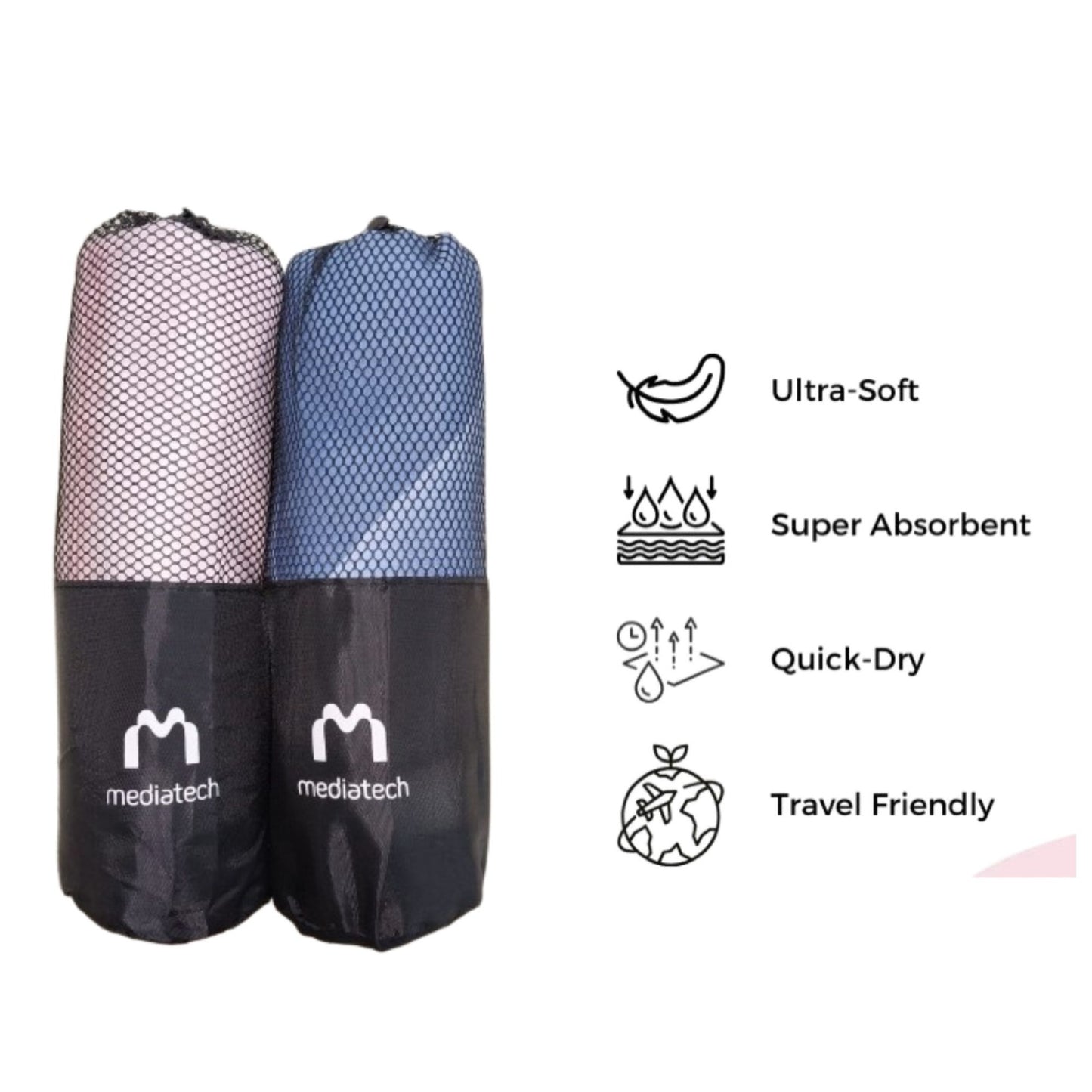 Mediatech handuk travel Microfiber Dry towel uk.140x69cm - 470040