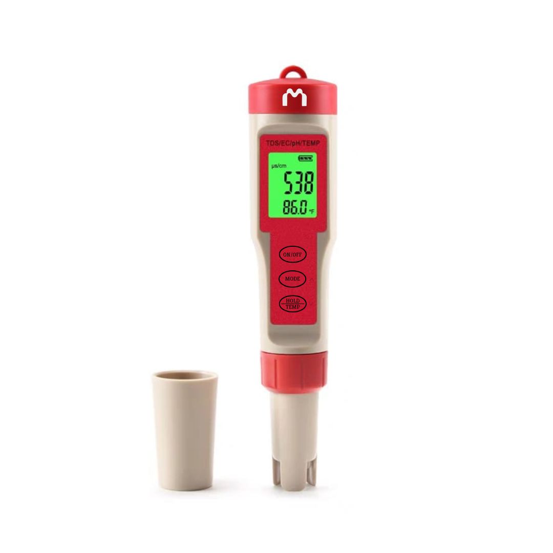 Mediatech PH TDS EC Temp Meter Waterproof Auto Calibrate ATC 9908 merahabu - B1900134