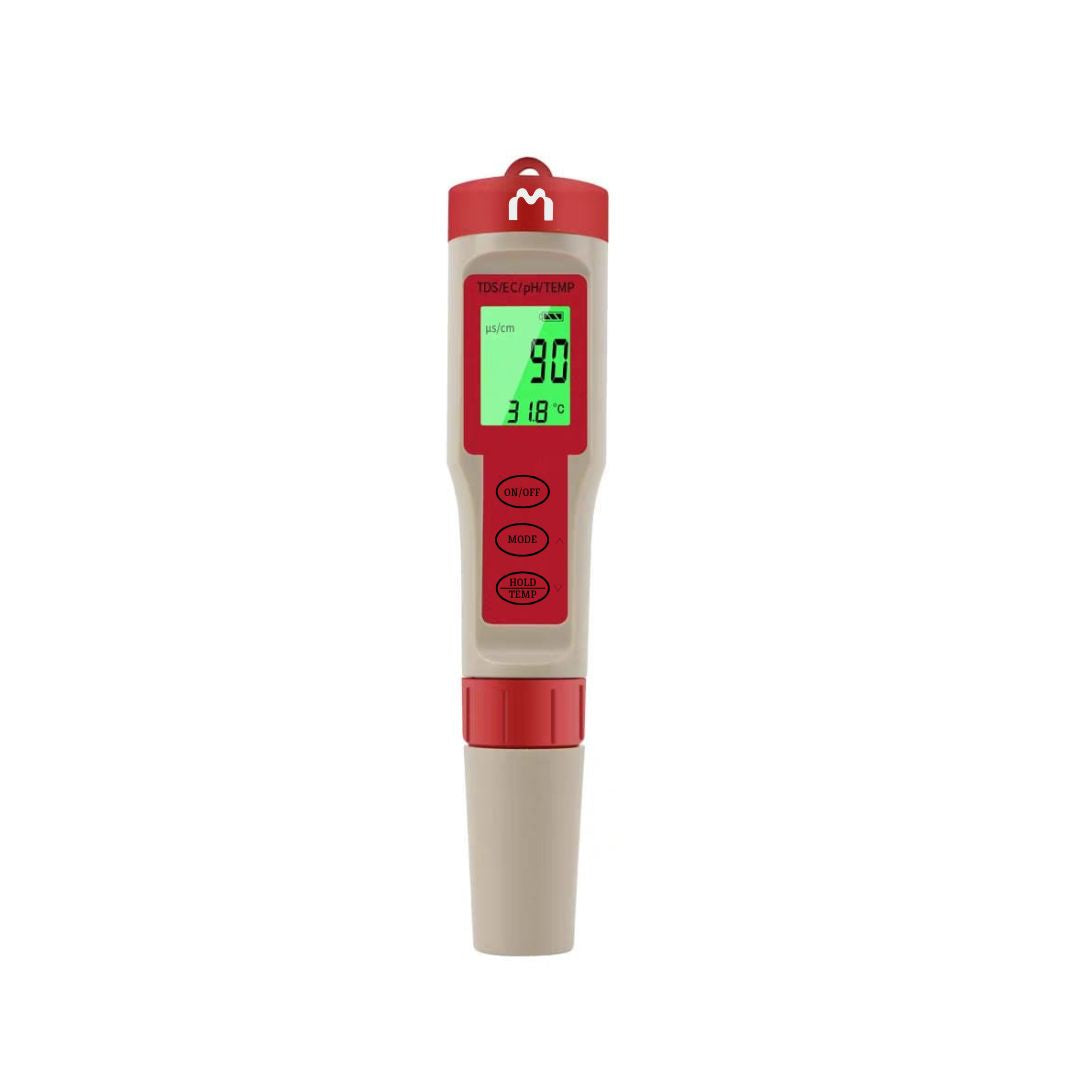 Mediatech PH TDS EC Temp Meter Waterproof Auto Calibrate ATC 9908 merahabu - B1900134