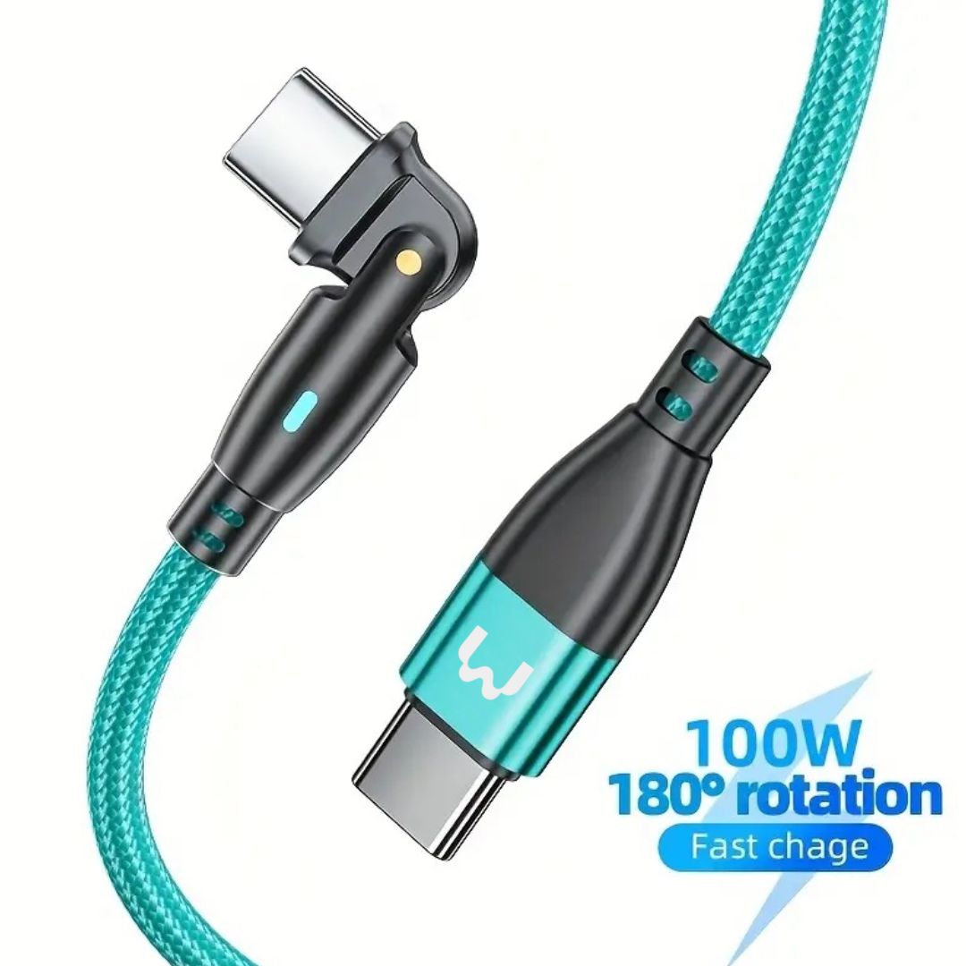 Mediatech Kabel Data Rotasi Fast Charging 100W Type C to C RCC 100 1Meter - 649791GL