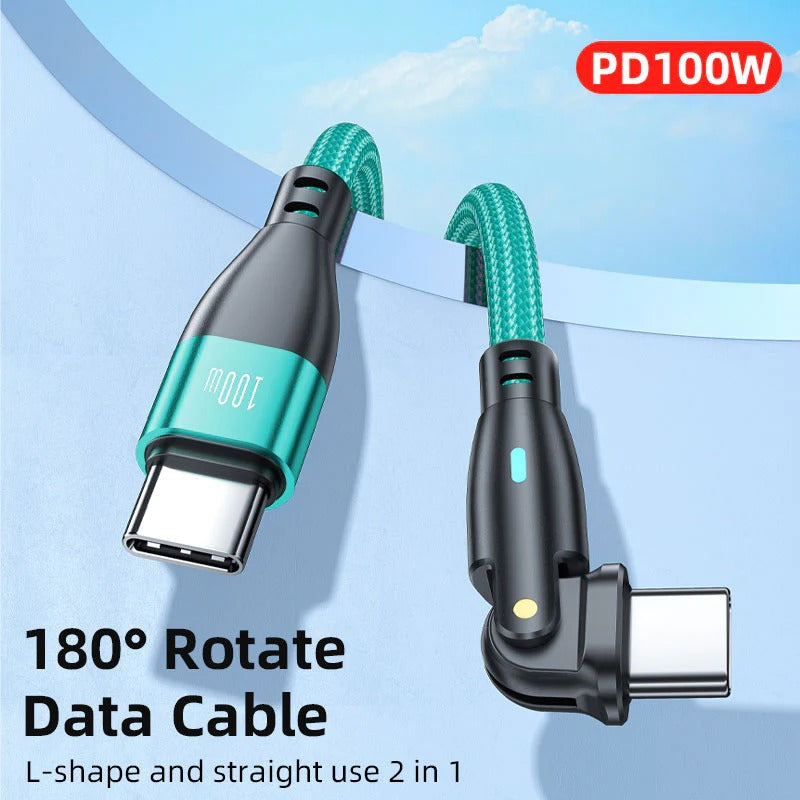 Mediatech Kabel Data Rotasi Fast Charging 100W Type C to C RCC 100 1Meter - 649791GL