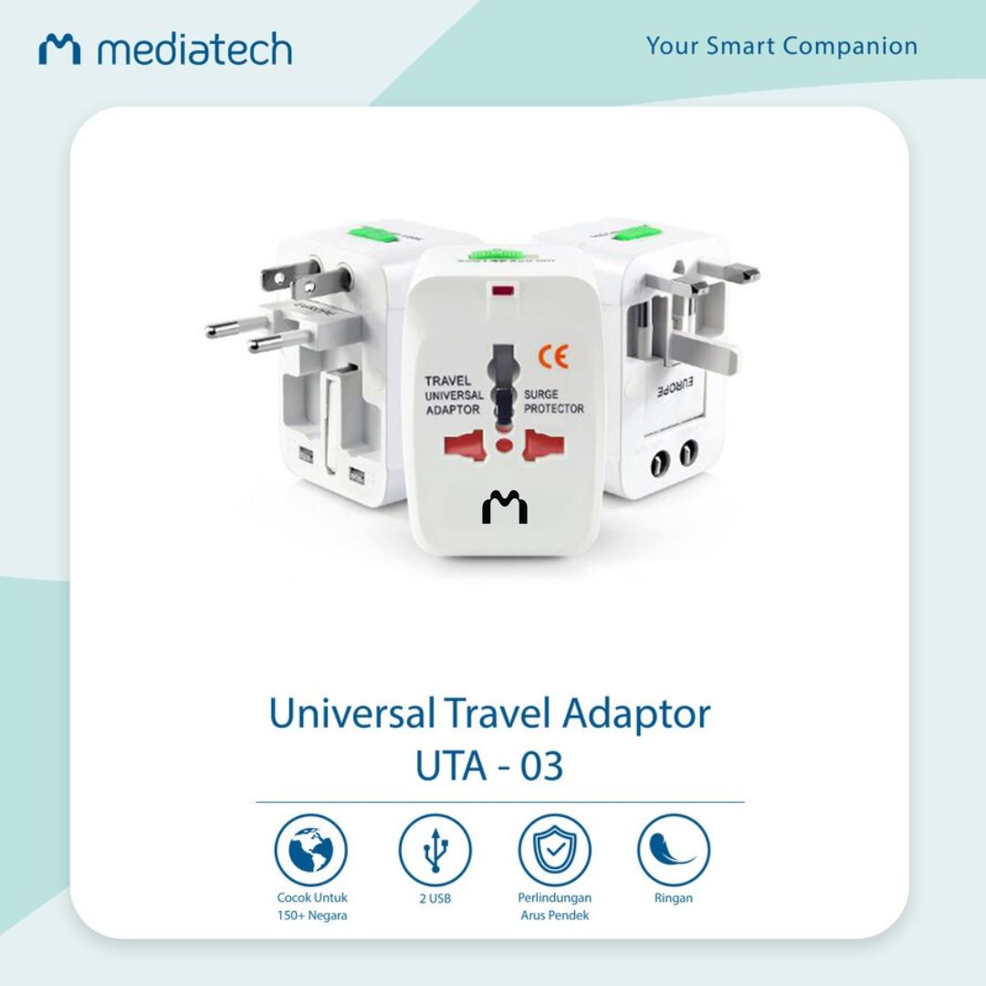 Mediatech Universal Travel Adaptor UTA-03 ( USB 1A ) - Putih - 630001