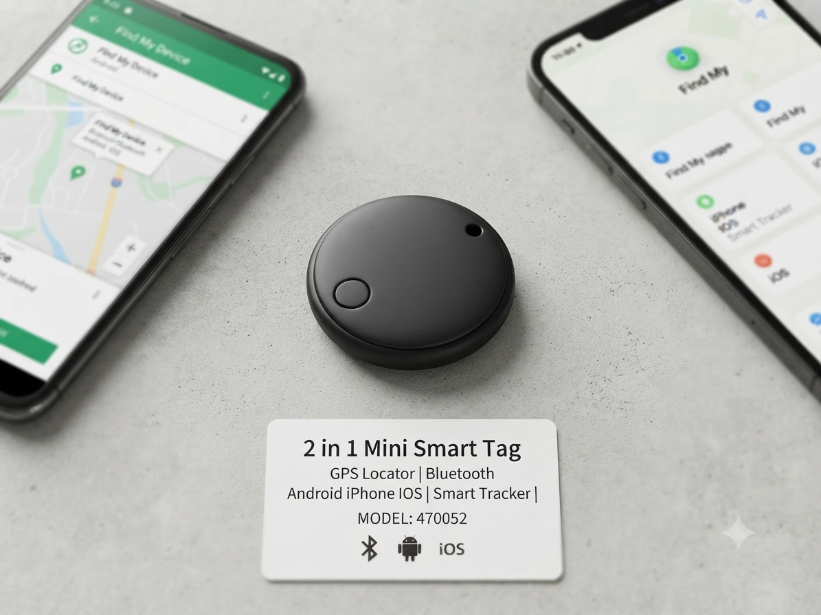 Mediatech Pelacak pintar 2 in 1 Mini Smart Tag GPS Locator Bluetooth Android iPhone IOS Airtag Smart Tracker-470052