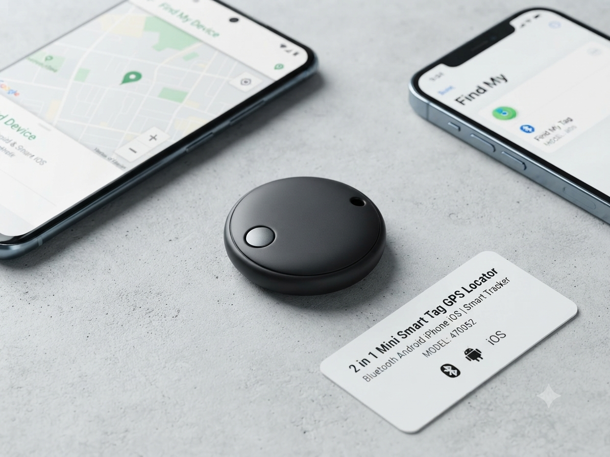 Mediatech Pelacak pintar 2 in 1 Mini Smart Tag GPS Locator Bluetooth Android iPhone IOS Airtag Smart Tracker-470052