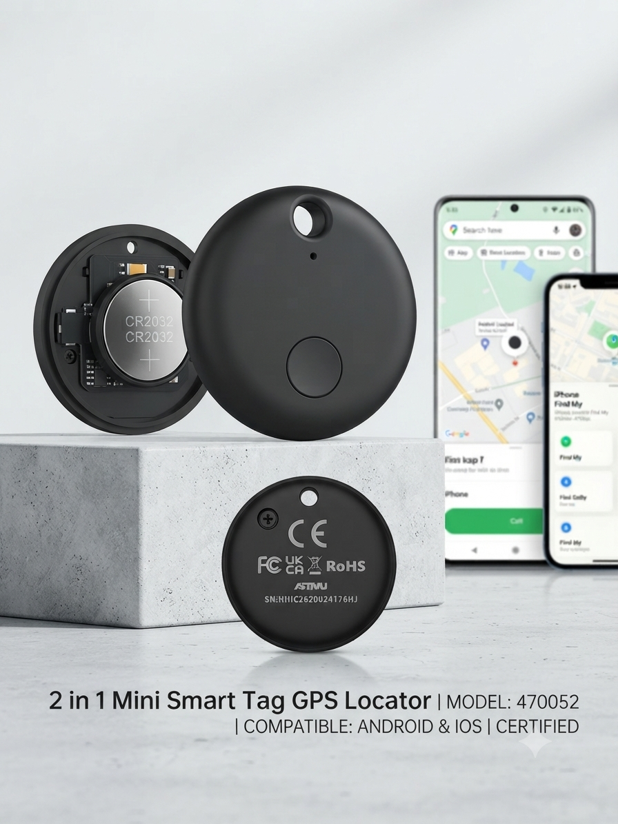 Mediatech Pelacak pintar 2 in 1 Mini Smart Tag GPS Locator Bluetooth Android iPhone IOS Airtag Smart Tracker-470052