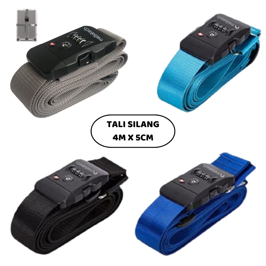 Mediatech Tali Koper Luggage Strap Sabuk Pengaman dengan PIN Angka Travel Kunci X Cross Luggage Strap Belt TSA - 453 TSA007- 470017TSA