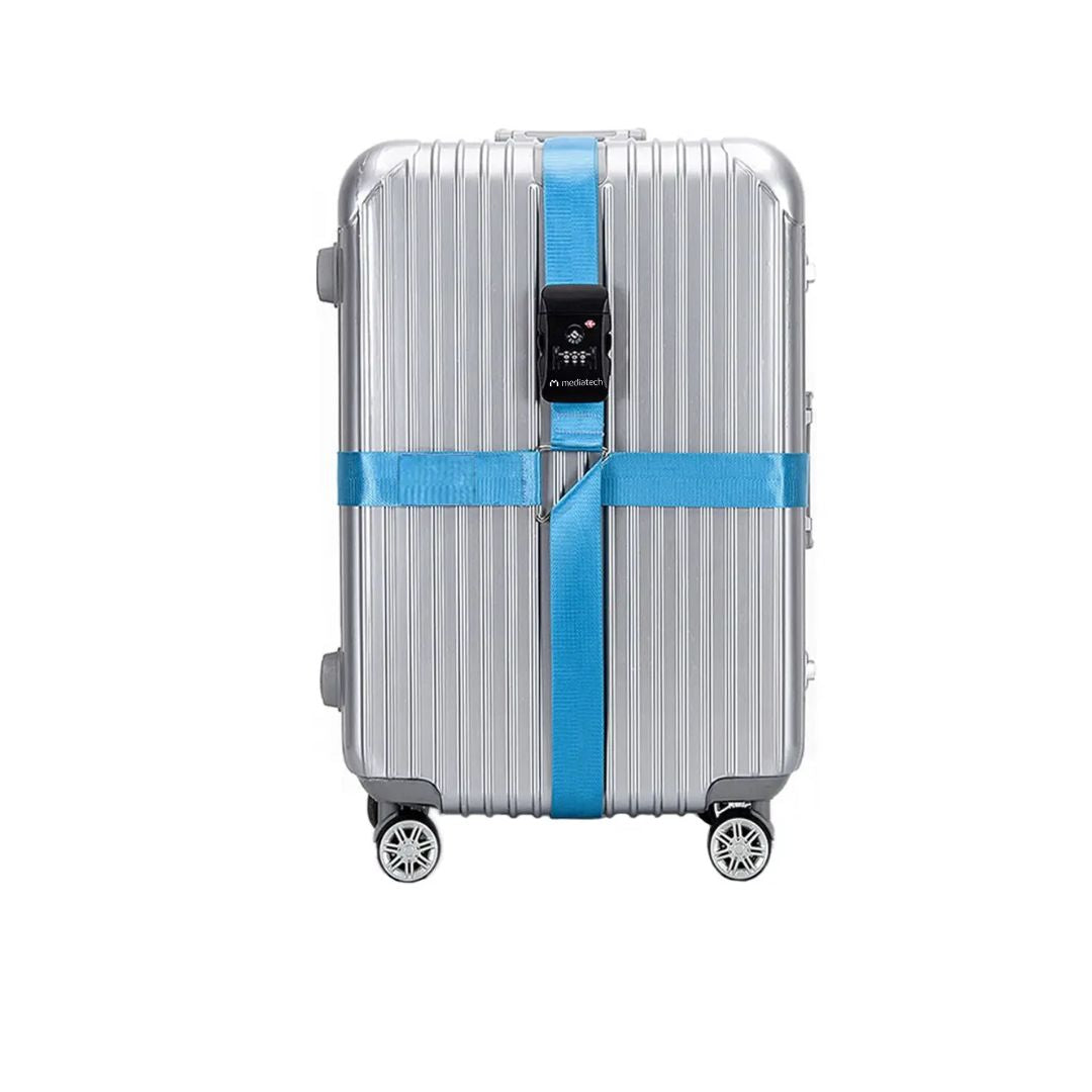 Mediatech Tali Koper Luggage Strap Sabuk Pengaman dengan PIN Angka Travel Kunci X Cross Luggage Strap Belt TSA - 453 TSA007- 470017TSA