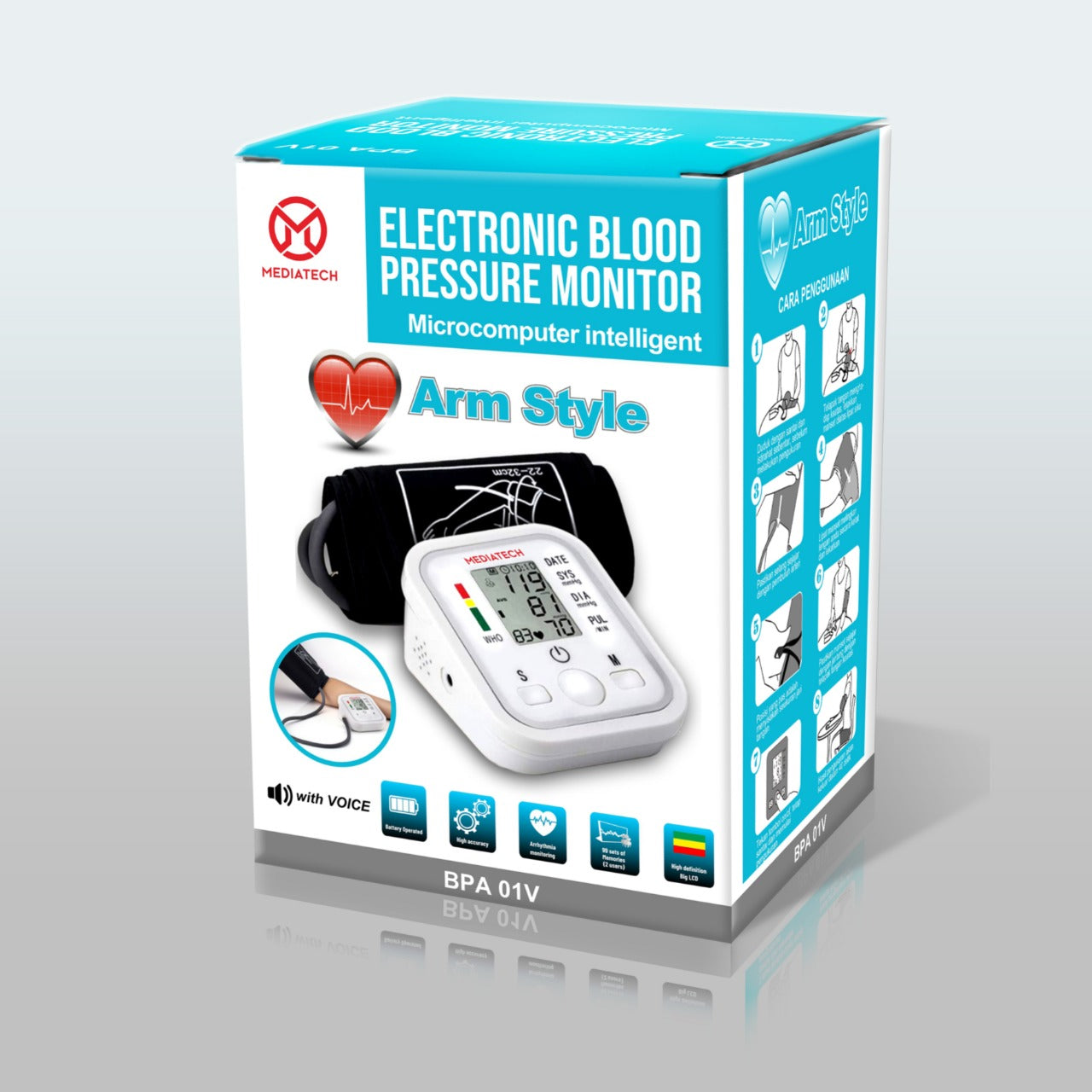 Mediatech Tensimeter Lengan Atas Dengan Suara Alat Cek Tekanan Darah Otomatis BPA 01v - B460060