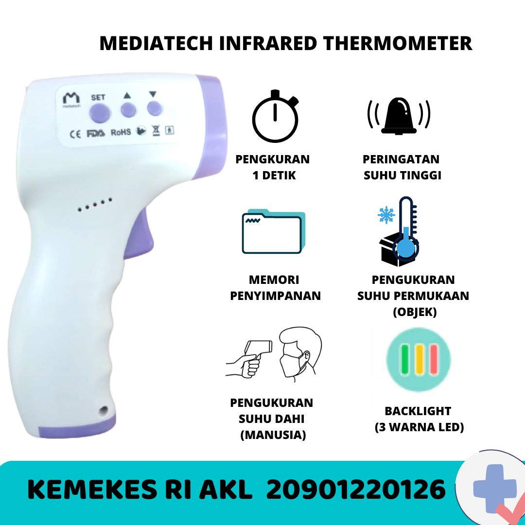 Mediatech Thermometer TG-05 IR Non Contact / Alat Ukur Suhu Badan - B750025