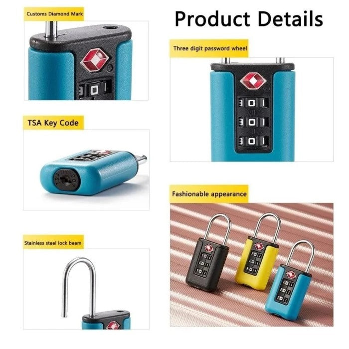 Mediatech Gembok Koper TSA - Kombinasi 3 Dial Padlock TSA TL 01