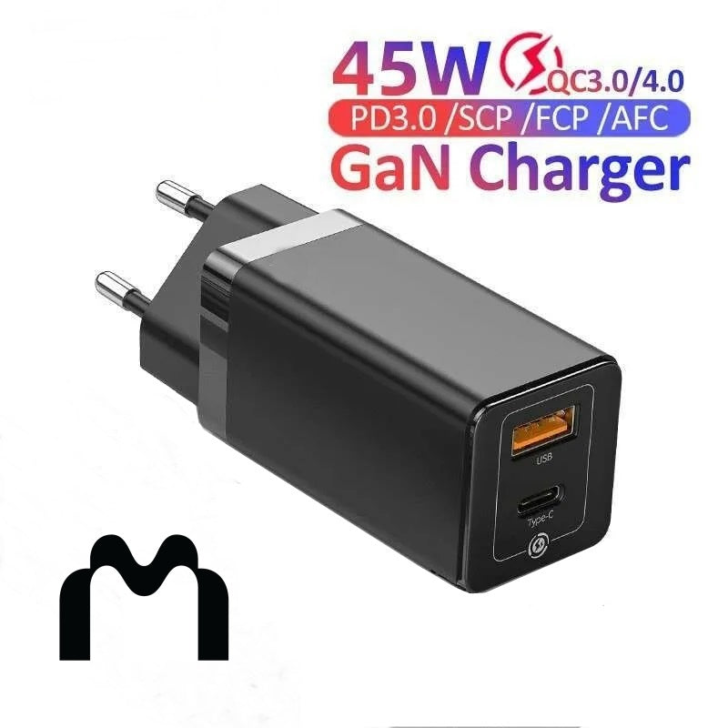 Mediatech Mini Travel Charger 45W 1C+1A Black 630009BLACK