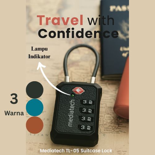 Mediatech Gembok Koper TSA - Kombinasi 4 Dial TSA Suitcase Lock Gembok TL 05 470126