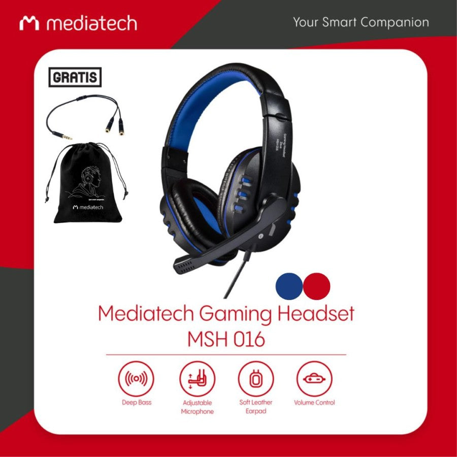 Mediatech ZEUS Gaming Headset MSH 016 + mic splitter + Pouch -56019