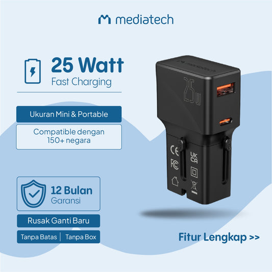 Mediatech Mini Travel Adaptor MT - 808  (USBA + USBC) - 630004