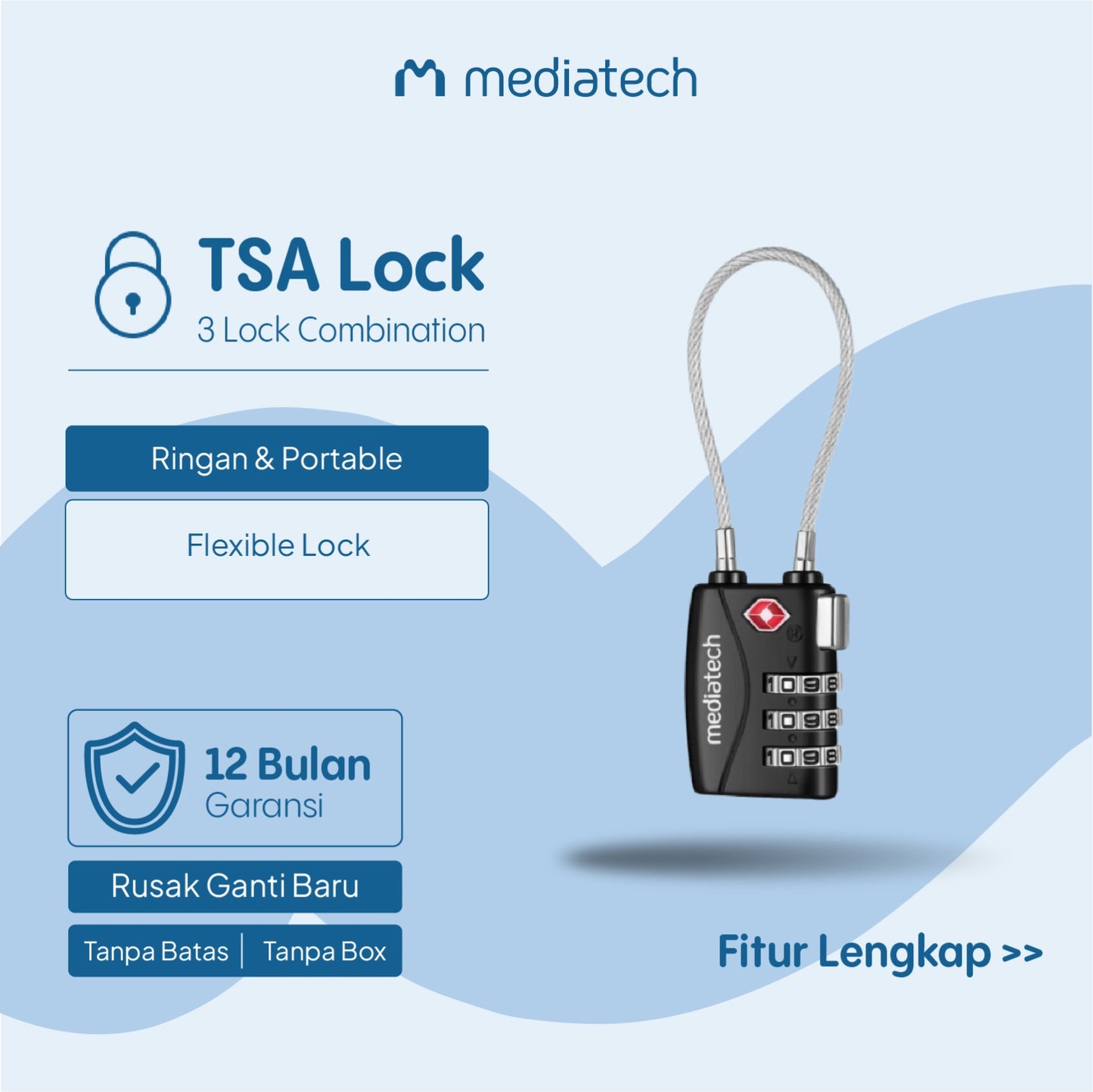 Mediatech TSA Suitcase Lock Gembok TL 03 470025