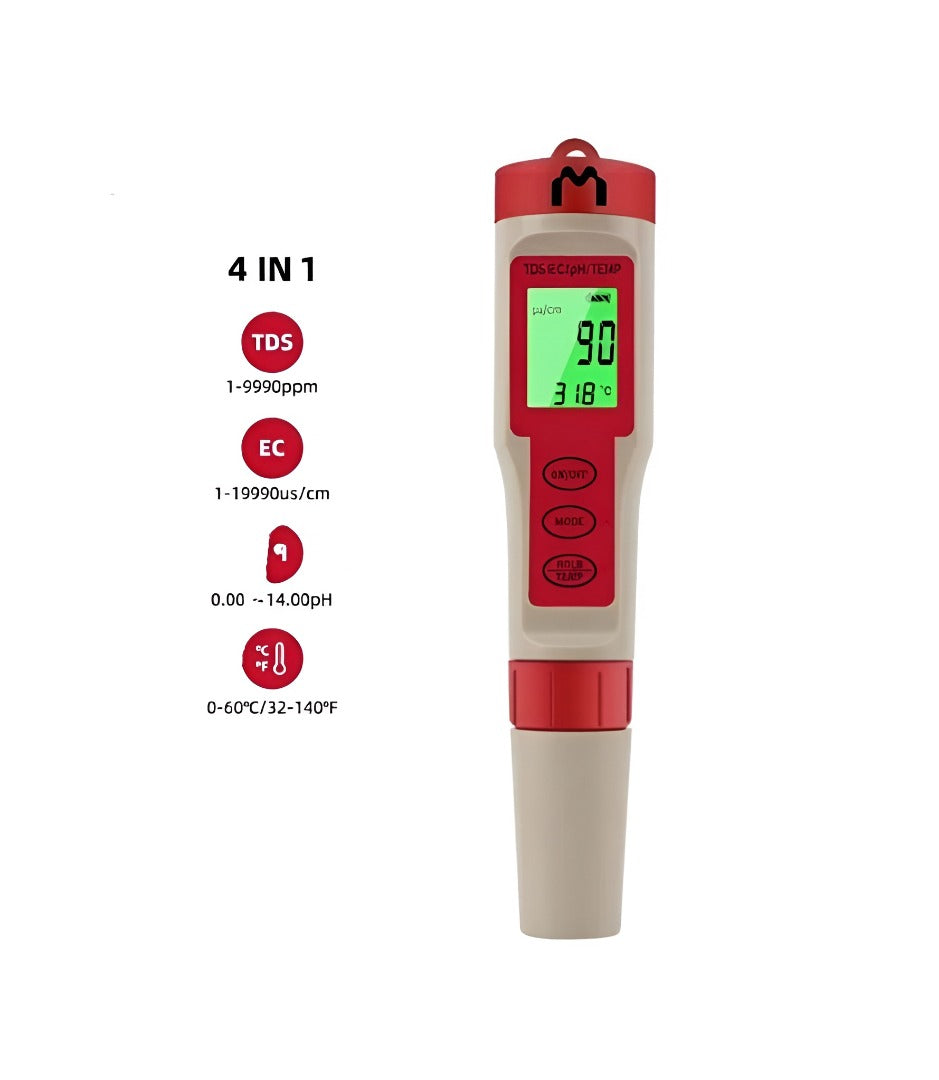 Mediatech PH TDS EC Temp Meter Waterproof  Auto Calibrate ATC 9908 merahabu  - B1900134