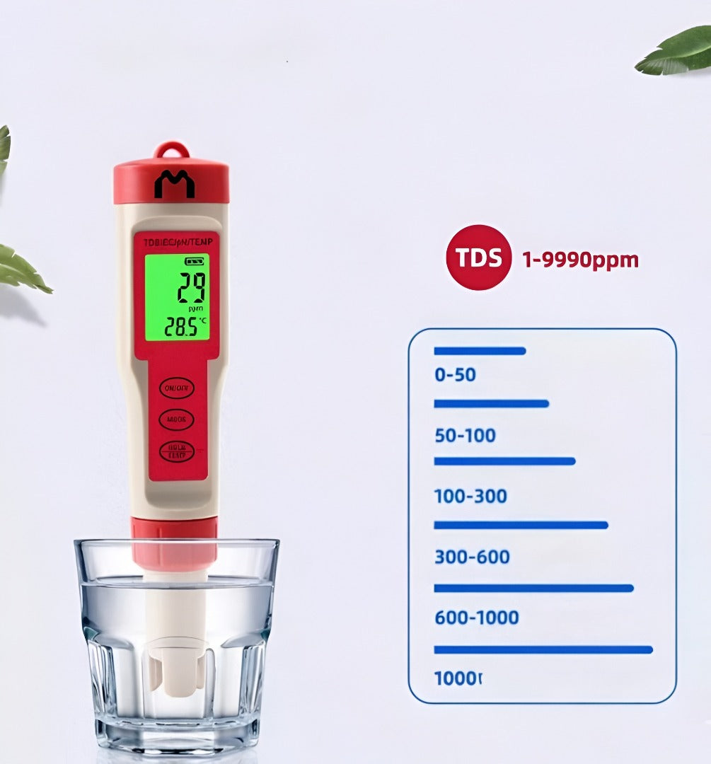 Mediatech PH TDS EC Temp Meter Waterproof  Auto Calibrate ATC 9908 merahabu  - B1900134