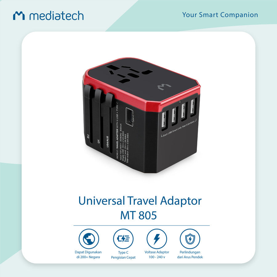 Mediatech Universal travel charger & adapter MT 805   - 630002