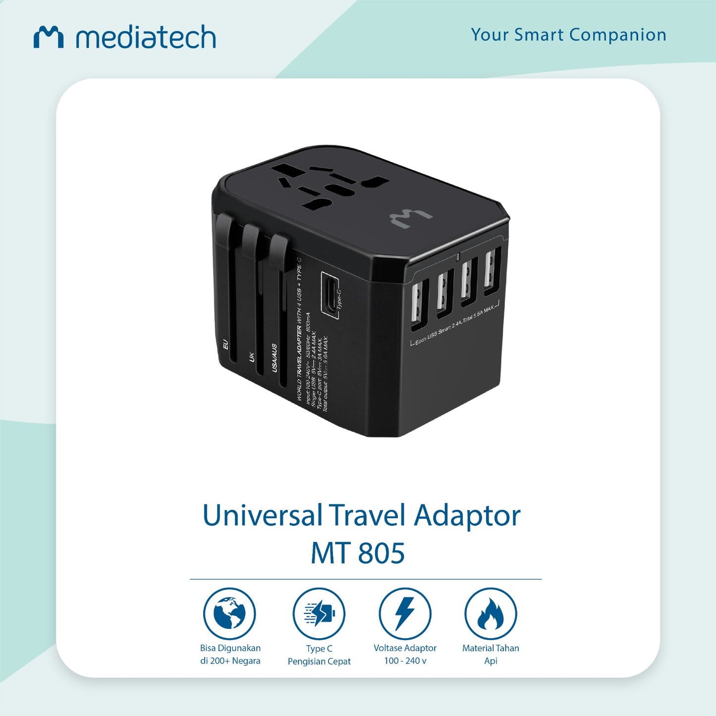 Mediatech Universal travel charger & adapter MT 805   - 630002