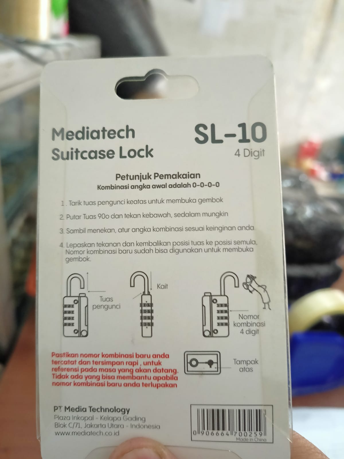 Mediatech Suitcase lock gembok SL-10  gembok koper - 470027BLACK