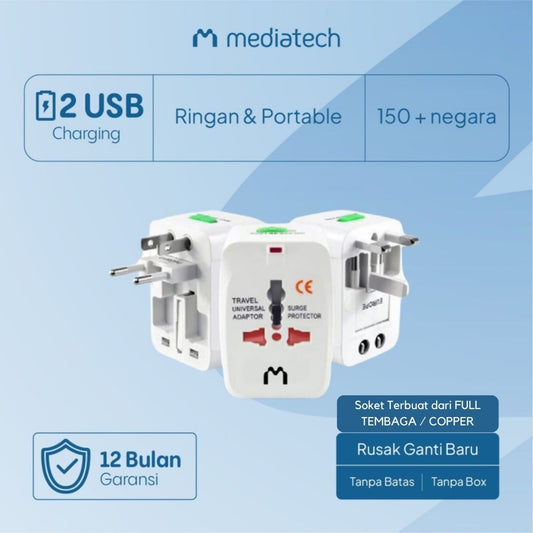 Mediatech Universal Travel Adaptor UTA-03 ( USB 1A ) - Putih  - 630001